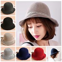 Wholesale Solid Color Hat Women Knitted Beanie hat Fashion Girls type winter Warm women s Beret peaked cap lady Autumn Casual Beanies Colors ZZA897