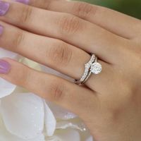 Wholesale Traditional fashion classic Sterling Silver Natural Diamond White Diamond Ring Bridal Engagement jewelry love size