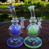 Wholesale Green Purple inch Glass Bongs Hookahs Showerhead Perc mm Female Joint Size Oil Dab Rig With Bowl Beach Ball Glass Water Pipes