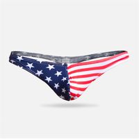 Wholesale briefs mens underwear thongs american flag sexy striped briefs shorts bulge pouch comfortable underpants for men briefs thong