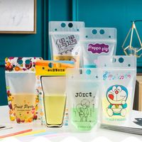 Wholesale colors Drink Pouches Bags frosted Zipper Stand up Plastic Drinking Bag with straw Drink Fruit Juice Milk Tea Liquid Bag ml
