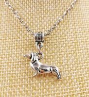Wholesale Hot Statement Necklace Fashion Vintage Silver Lovely Sausage Dog Amulet Charms Statement Necklace Pendant lucky Jewelry Holiday Gifts