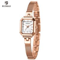 Wholesale RUIMAS Ladies Simple Analog Watches Luxury Rose Gold Square Watch Women Mesh Strap Wristwatch Top Brand Relogios Femininos