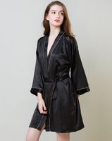 Wholesale 2020 new Lady Sleepwear Silk Simulated Nightgown Women Mid long Sleeve Morning Gown Ice Silk Bath Gown Woman s Pyjamas Home Clothing
