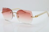 Wholesale Hot Carved Lens Glasses A Rimless Metal Mix White Black Plank Sunglasses Unisex Optical fashion sunglasses