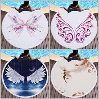 Wholesale 10 Styles Tube Round Beach Towel D Printing Superfine Fiber Fringed Fringe Bath Towels Elves And Wings Yoga Mat ydE1