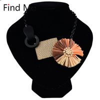 Wholesale Find Me new Fashion big flowers cloth collar Choker Necklace Pendants Vintage acrylic Maxi statement Necklace Women Jewelry