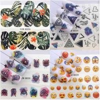 Wholesale Fashion Style Self adhesive Nail Sticker Decals for Art Decorations Cute Emoticon Feather Fake Nails Finger Beauty Wraps