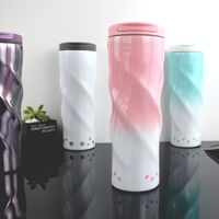 Wholesale 17OZ Stainless Steel Spiral Cup Double Wall Vacuum Coffee Mug Sport Water Flask with Flip Lid keep cooler Cherry Car Cup
