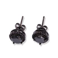 Wholesale Mens Hip Hop Stud Earrings Jewelry Fashion Black Silver Simulated Diamond Round Earring For Men