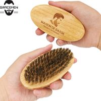 Wholesale MOQ OEM Customized LOGO Bamboo Beard Brush Boar Bristle Oval Facial Hair Brushes for Men Grooming Amazon