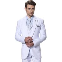 Wholesale new Mens suits terno slim fit Man white suit formal occasions costume homme Custom make men suit set coat pants vest