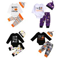 Wholesale Infant Baby Cartoon Suit Toddler Boy Halloween Theme Clothes Kids Clothing Boy Letter Pumpkin Turkey T Shirt Pants Hat Suit
