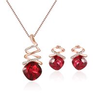 Wholesale Rose Gold Plated Crystal Bridal Jewelry Set Rhinestone Pendant Necklace Stud Earrings Bridesmaid Wedding Jewelry Women Party Gifts