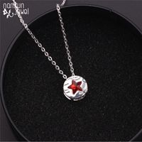 Wholesale necklace red enamel star badge pendant alloy link chain men women fashion necklaces jewelry