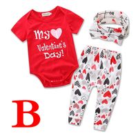 Wholesale baby designer valentines day baby outfits little boys girls boutique bodysuits rompers hats red heart pants pc set