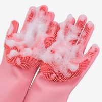 Wholesale 1pairs Magic Silicone Rubber Dish Washing Gloves Eco Friendly Scrubber Cleaning For Multipurpose Kitchen Bathroom