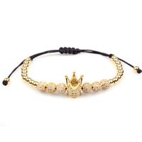Wholesale 4 Colors Simple Lucky Crown Bracelet for Woman Men Couple Adjustable Thread String Rope Beads Bracelets Bangle Hip Hop Jewelry Gifts