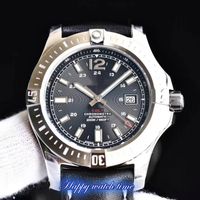Wholesale GF Best Edition A1731311 C934 X A18BA Black Date Dial Silver Steel Case ETA Movement Mens Watch Leather Strap Designer Watches
