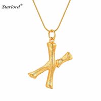 Wholesale Bamboo Letter X Necklace Snake Chain Gold Alphabet Jewelry Statement Personalized Gift For Women Big Initial Letter Charm P9097