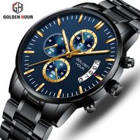 Wholesale cwp GOLDENHOUR Rational Design Quartz Mens Watch Stainless Strap Erkek Kol Saati Sport Calendar Wristwatch Relogio Masculino