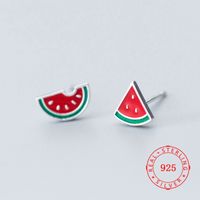 Wholesale mix design China Jewelry Suppliers sterling silver stud earring model red enamel watermelon women girls jewellry good quality