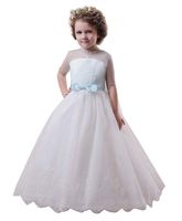 Wholesale cheap White Ivory Bow toddler flower girl dresses for wedding first holy communion dress BoHo Prom Partty Formal Pageant Bridesmaid Gow