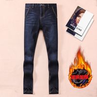 Wholesale Winter Thick Type Mens Jeans Designer New Arrivals Washed Blue Luxury Jeans Slim Fit Motorcycle Biker Trousers Top Quality US Size
