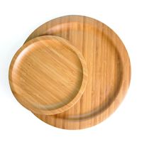 Wholesale Round Natural Two Size Bamboo Serving Trays Food Snack Candy Plate Tea Food Server Dishes Water Drink Platter Food Bamboo Tray DH1292