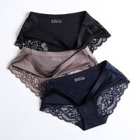 Wholesale Women Lace Sexy Panties Seamless Solid Underwear Low Waist Woman Briefs Female Slim Breathable Female Underpants