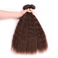 Wholesale Chocolate Brown Kinky Straight Human Hair Weave Bundles Medium Brown Indian Virgin Hair Weft Extensions Coarse Yaki Hair Weaves
