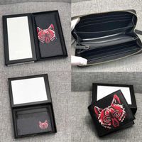 Wholesale men designer wallets fashion Wolf single zipper wallets men women pvc leather short purses luxury long wallets with black white b