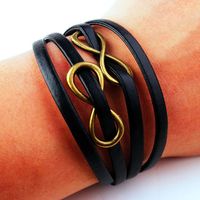 Wholesale Punk Antique Gold Silver Charm Leather Bracelet for Women Men Multi Layer Infinity Love Lucky Jewelry