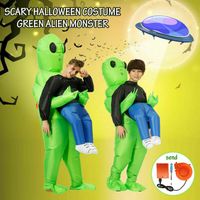 Wholesale ET Alien Inflatable Monster Costume Scary Green Alien Carrying Human Cosplay Costume For Adult Halloween Party Festival Stage