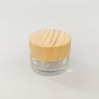 Wholesale Wood Grain Plastic Lid Glass Container for Wax Thick oil Cream Glass Box ml Cosmetic Jars Storage Oil Holder for Vape Herb Cream