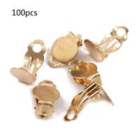 Wholesale 100Pcs Flat Round Glue on Tray DIY Clip on Earrings Non Piercing Jewelry Finding T4MD
