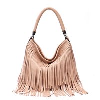 Fashion Hippie Fringe Tassel Small Women Vegan Leather Bag Ladies Boho  Hobos Round Shoulder Bag Female Handbag New