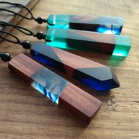 Wholesale Hot Sale Designer Necklaces Personality Vintage Men Woman Fashionable Wood Resin Necklace Woven Rope Chain Jewelry Gifts