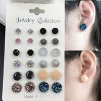 Wholesale 12 pairs set Crystal New Fashion Earrings Set Women Jewelry Accessories Piercing Ball Stud Earring kit Bijouteria brincos