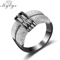 Wholesale Mytys Black and Silver Mix Color Two Tone Gold Rings for Women Fashion Design Modern Jewelry New Lady Accessory Ring Gift R1999
