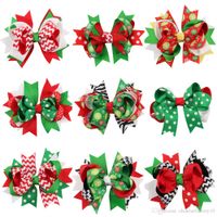 Wholesale Children Hair Accessories Christmas Barrettes Dot Stripe Snowflake Hairpin Baby Girls Candy Colors Bow Bowknot Xmas Bobby Pin Headband Gift