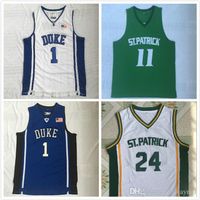 Wholesale 24 Kyrie Irving High School ST Patrick DUCK Jerseys Men For Sport Fans Breathable Irving Basketball Jerseys Team Color White Sale