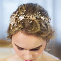 Wholesale Luxuery Wedding Tiara For Bridal Wedding Party Popular Gold Mini Flower Rhinestone Hair Wedding Party Hair Accessories