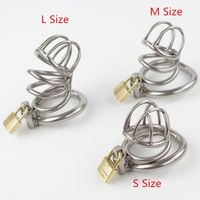 Wholesale NEW Stainless Steel Super Small Male Chastity device Adult Cock Cage With Curve Cock Ring BDSM Sex Toys Bondage Chastity belt CPA224