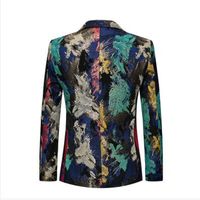 Wholesale Mens Floral Printed Blazers New Autumn Winter Slim Fit Casual Fashion Blazer Dress Colorful Stage Clothing Prom Blazers