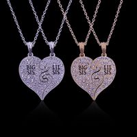 Wholesale 2020 Set Crystal Letter quot Big Little Sister quot Necklace For Sisters Best Friends Forever Gold Silver Charm New Jewelry Gifts
