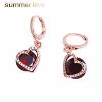Wholesale newest rose gold plated heart shape cubic zirconia drop earring for women elegant crystal earring gift for brides bridesmaids