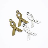 Wholesale 300pcs Colors Love Woman Health Breast Cancer Awareness Ribbons Charm letter charms for bracelets mm