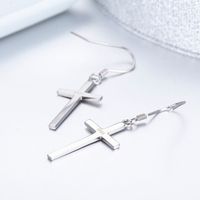 Wholesale Fashion Solid Sterling Silver Cross Drop Dangle Hook Earrings For Women Girls Jewelry Gift Pendientes Aros Oorbellen Orecchini