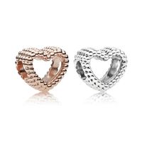 Wholesale Rose Gold Or Silver Color Heart Charm Bead Fashion Women Jewelry Stunning Design European Style Fit For Pandora Bracelet PANZA004
